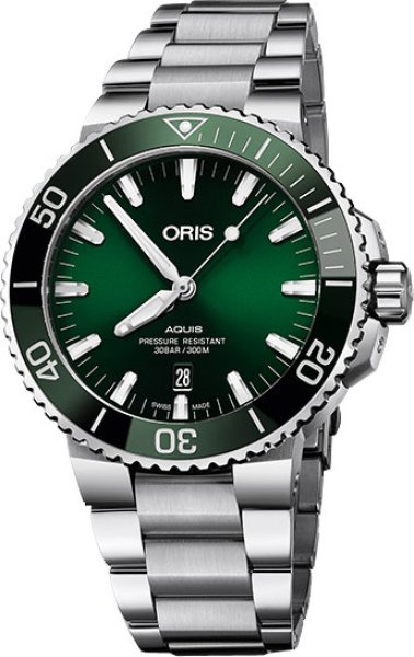 画像1: 腕時計 オリス ORIS アクイス デイト ダイバーズ 機械式自動巻 73377304157 733.7730.4157 01 733 7730 4157-07 8 24 05PEB グリーン 正規品 (1)